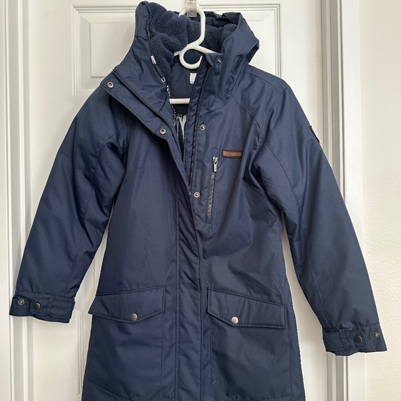 Columbia long insulated winter navy blue jacket - Picture 1 of 9
